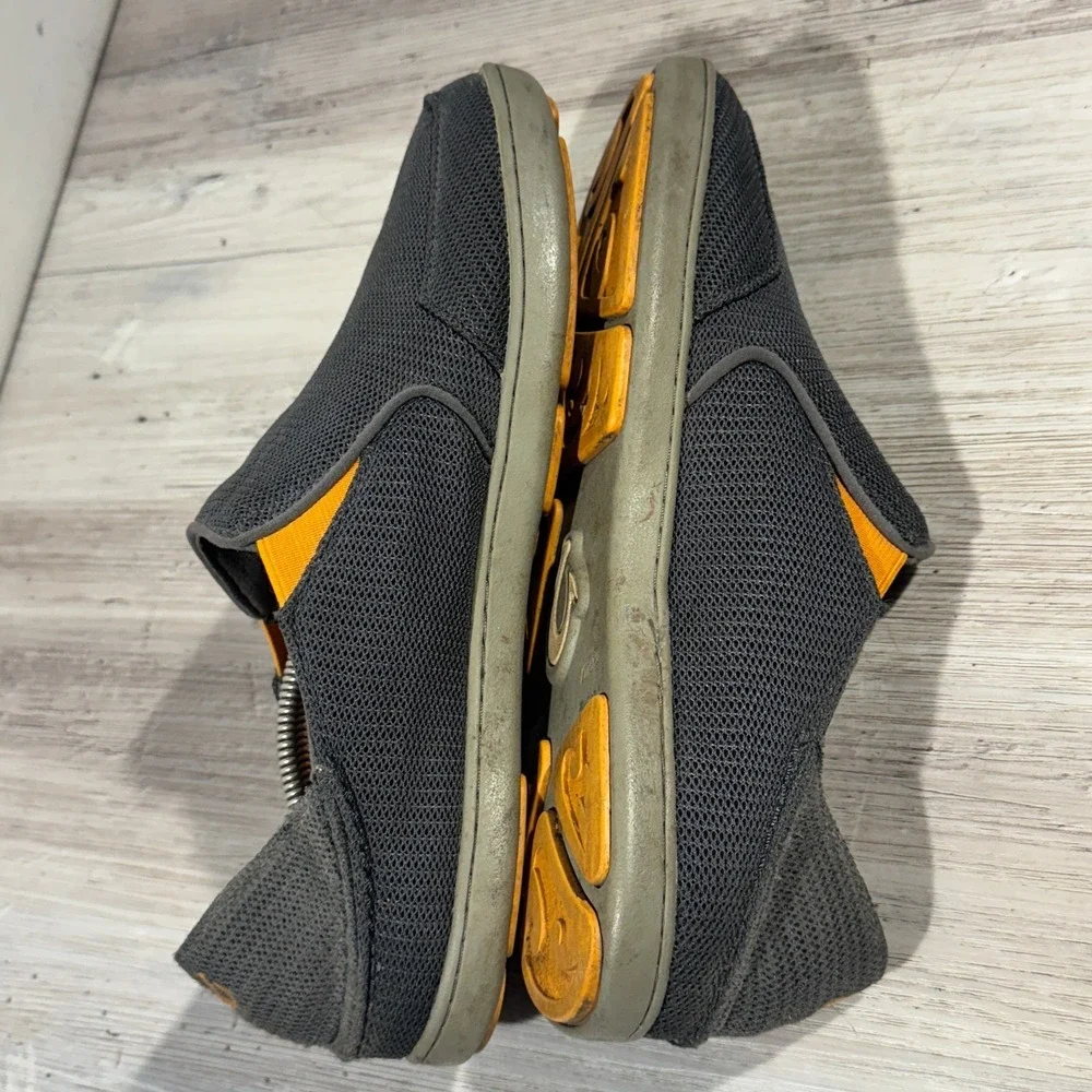 OluKai‎ Nohea Mesh Slip-on Loafer Shoes Mens Size 8 EUR 41 Gray Orange Drop Heel